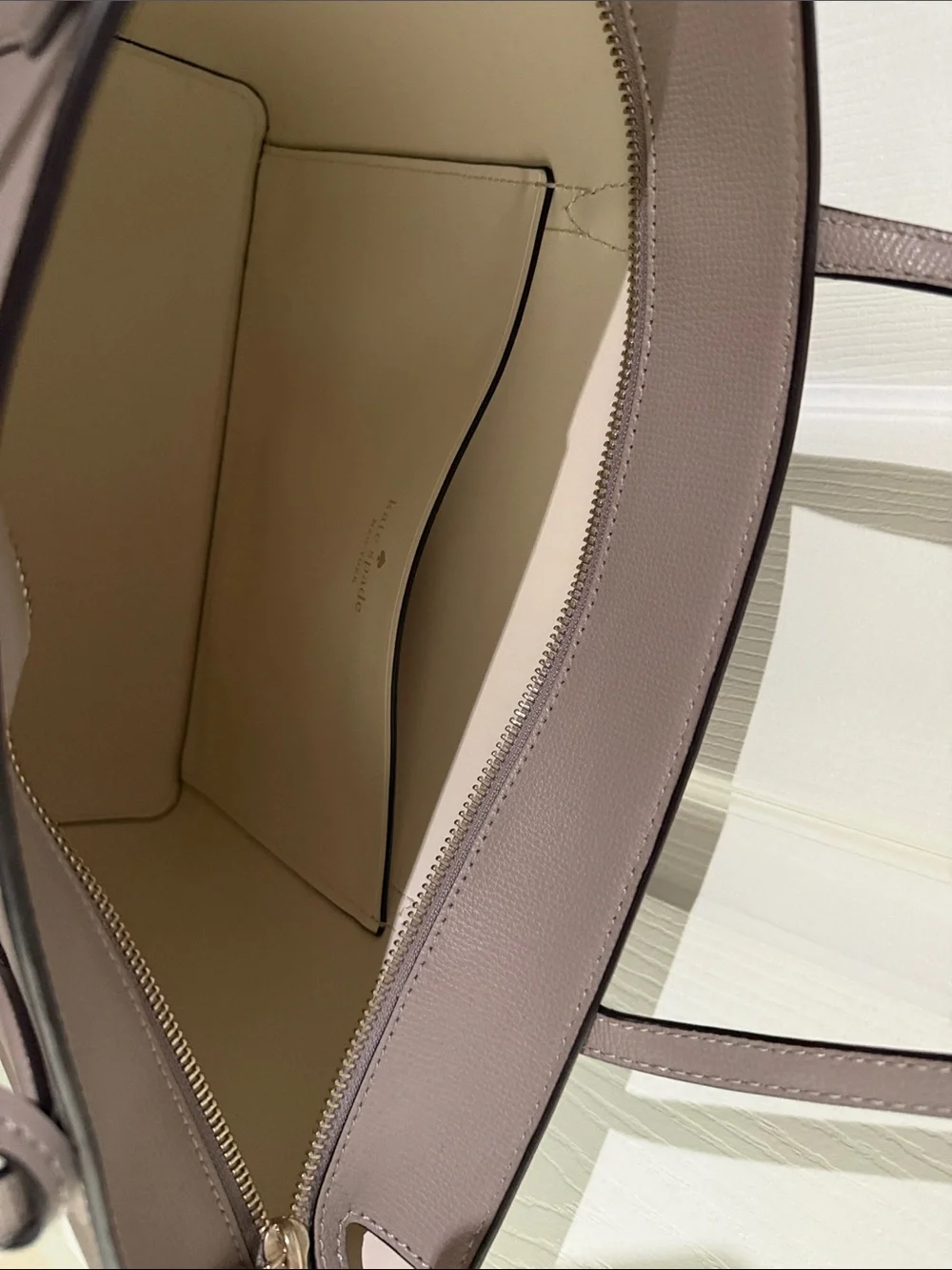 Kate Spade Pebbled Leather Tote in Taupe Gray